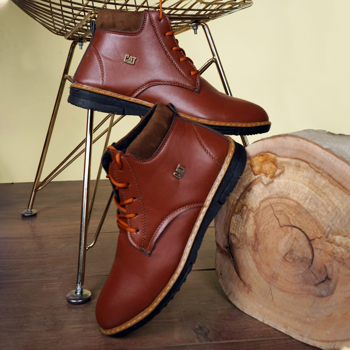 کفش تخت ساقدار cat عسلی مردانه مدلRivari