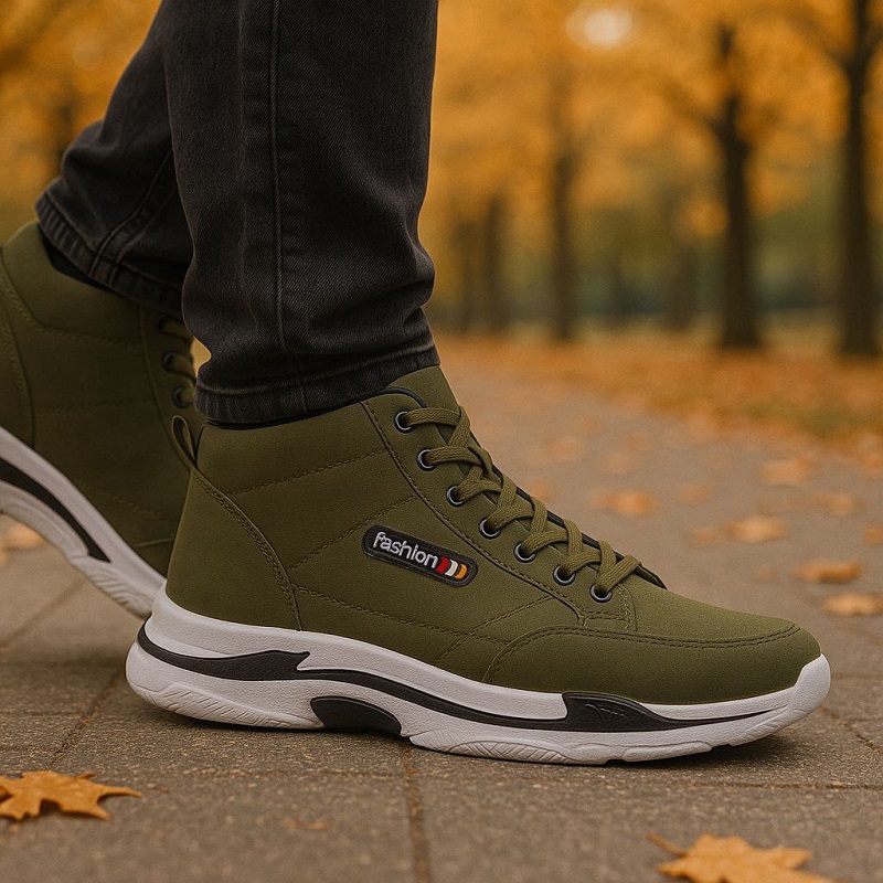 کفش ساقدار مردانه زیتونی مدل EMTO