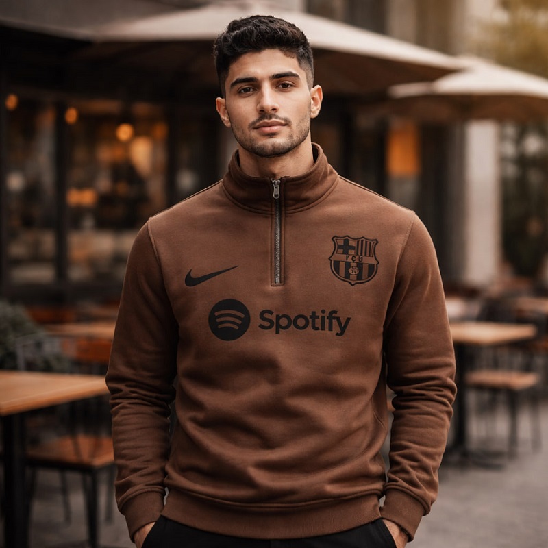 دورس نیم زیپ مدل بارسلونا-قهوه ای